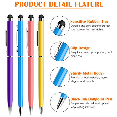 Mixoo Stylus Pen 10 Pack Universal Capacitive 2 in 1 Retractable Ballpoint Pens and Styli Touch Screen Pencil for Tablets/iPad/iPhone/Smartphones/Samsung Galaxy All Touchscreen Devices, Muliple Colors