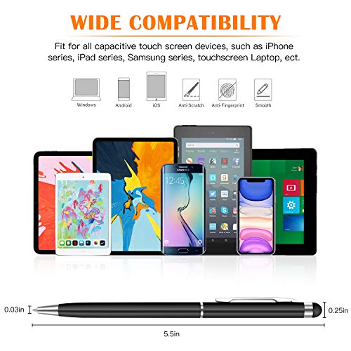 Mixoo Stylus Pen 10 Pack Universal Capacitive 2 in 1 Retractable Ballpoint Pens and Styli Touch Screen Pencil for Tablets/iPad/iPhone/Smartphones/Samsung Galaxy All Touchscreen Devices, Muliple Colors