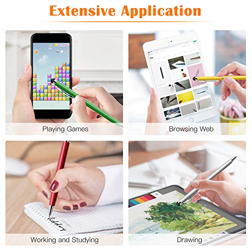 Mixoo Stylus Pen 10 Pack Universal Capacitive 2 in 1 Retractable Ballpoint Pens and Styli Touch Screen Pencil for Tablets/iPad/iPhone/Smartphones/Samsung Galaxy All Touchscreen Devices, Muliple Colors