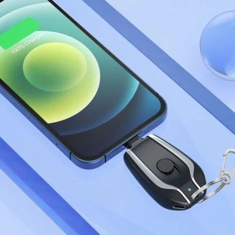 Mini Power Emergency Pod - Key Chain Power Bank for iPhone - Lightning Portable Battery Charger Pack. Charging Bank for Apple Phones. Compatible with iPhone 14/13/12/11/X/8/7