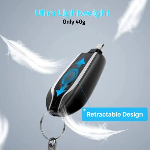 Mini Power Emergency Pod - Key Chain Power Bank for iPhone - Lightning Portable Battery Charger Pack. Charging Bank for Apple Phones. Compatible with iPhone 14/13/12/11/X/8/7