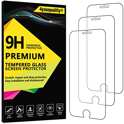4youquality [3-Pack iPhone 8 and iPhone 7 Screen Protector, Premium Tempered Glass Film [LifetimeWarranty][Scratch-Resistant][Anti-Shatter] Screen Protector for Apple iPhone 7 and iPhone 8