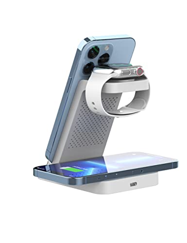 3 in 1 Wireless Charger, 15W Fast Wireless Charging Station for iPhone 14/13/12/Pro/SE/X/XR/XS/8 Plus Samsung Galaxy S21 S20 Qi Phone, Apple Watch Series 8/7/6/SE/5/4/3/2, Airpods Pro 2