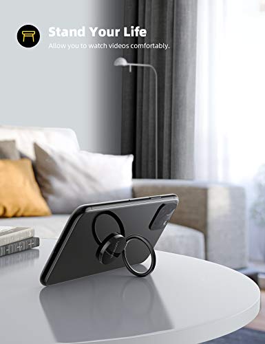 Lamicall Phone Ring Holder, Handy Finger Ring Stand - Universal Grip 360 Adjustable Mobile Phone Loop for iPhone 14 13 12 11 Pro Max Mini Xs XR X 8 7 6S, Samsung, HUAWEI, All 4~8 Smartphones - Black