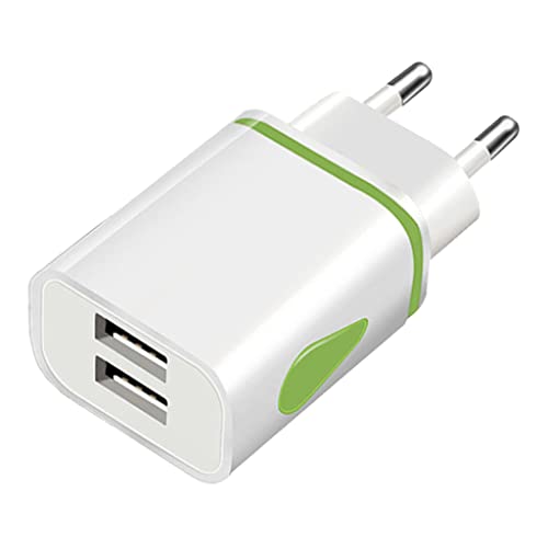 Pipestation® EU 2 Pin to USB Plug Travel Adapter Charger | Euro Wall Adaptor with 2 USB Ports | European Universal Power Charging compatible with iPhone Samsung Smartphones Tablet Shaver Toothbrush