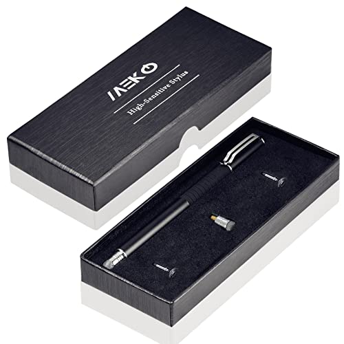 MEKO 2-in-1 Stylus Precision Disc Styli Touch Screen Pen with 3 Replaceable Tips for iPads, Tablets, iPhones, Smartphones, Samsung Galaxy Note/Tab (Black)