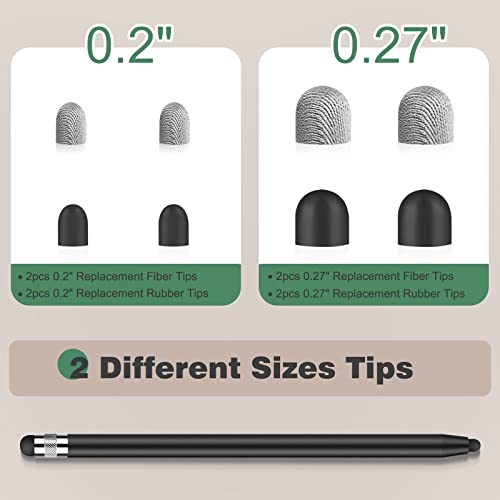 MEKO Stylus Pens for Touch Screens, Universal Tablet Pen Capacitive 2 in 1 Stylus for iPhone/iPad/pro/Mini/Air/Samsung/Tablet with 8 Replace Tips(Black+Silver)