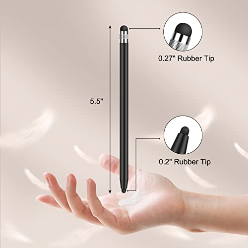 MEKO Stylus Pens for Touch Screens, Universal Tablet Pen Capacitive 2 in 1 Stylus for iPhone/iPad/pro/Mini/Air/Samsung/Tablet with 8 Replace Tips(Black+Silver)