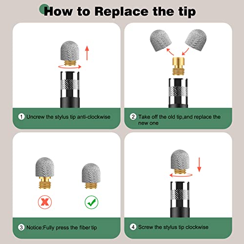 MEKO Stylus Pens for Touch Screens, Universal Tablet Pen Capacitive 2 in 1 Stylus for iPhone/iPad/pro/Mini/Air/Samsung/Tablet with 8 Replace Tips(Black+Silver)