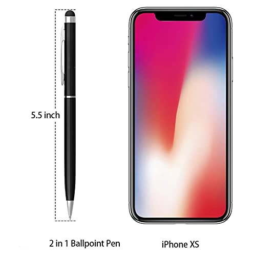 Stylus Pens for Touch Screens Pen Stylus with Black Ballpoint Pens 2-in-1, Tablet Stylus Compatible with iPad iPhone Mobile Phone Samsung Galaxy All Capacitive TouchScreens (Pack of 5, Mixed)