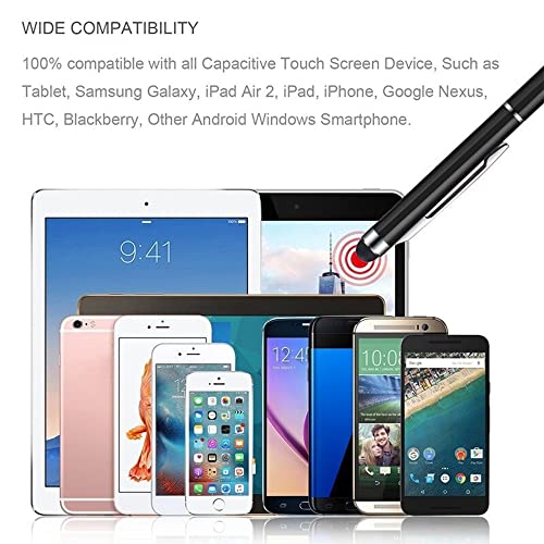 Stylus Pens for Touch Screens Pen Stylus with Black Ballpoint Pens 2-in-1, Tablet Stylus Compatible with iPad iPhone Mobile Phone Samsung Galaxy All Capacitive TouchScreens (Pack of 5, Mixed)