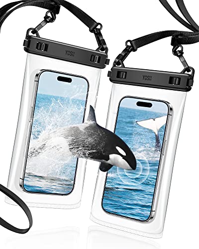 YOSH 2023 TPU Waterproof Phone Pouch, IPX8 Underwater Waterproof Phone Case for Swimming, Clear Mobile Phone Dry Bag Holder Lanyard for iPhone 14 13 12 11 XS XR Samsung Xiaomi Huawei Up to 7.5" 2 Pack