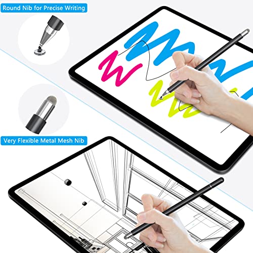 SENKUTA Stylus Pens for Touch Screens, 2 in 1 Tablet Pen iPad Pen for All Tablets, Mobile Phone, Apple iPhone, iPad, Samsung, Surface, Lenovo, Xiaomi, Chromebook, Acer, Android iOS etc. Black