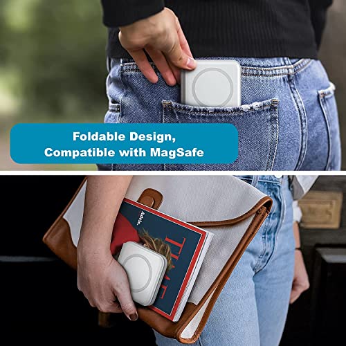 Quipcore 2 in 1 Foldable Wireless Charging Charger Station, 15W MagSafe Compatible with iPhone 14/13/12/SE/11/XS/8,Samsung Galaxy, Apple Watch