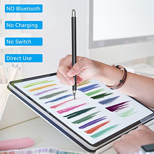 SENKUTA Stylus Pens for Touch Screens, 2 in 1 Tablet Pen iPad Pen for All Tablets, Mobile Phone, Apple iPhone, iPad, Samsung, Surface, Lenovo, Xiaomi, Chromebook, Acer, Android iOS etc. Black