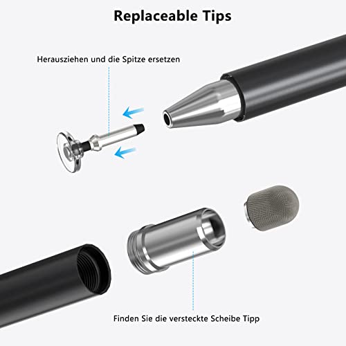 SENKUTA Stylus Pens for Touch Screens, 2 in 1 Tablet Pen iPad Pen for All Tablets, Mobile Phone, Apple iPhone, iPad, Samsung, Surface, Lenovo, Xiaomi, Chromebook, Acer, Android iOS etc. Black