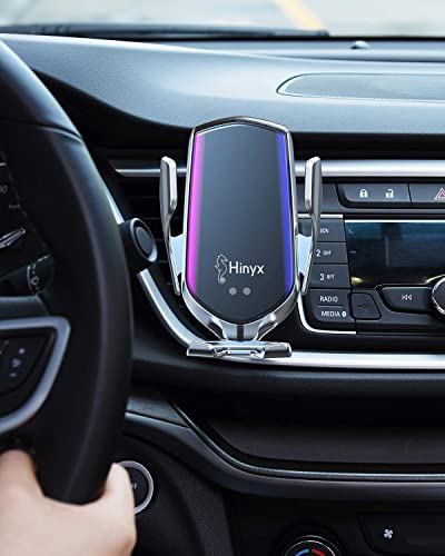 Hinyx Wireless Car Charger, 2 in 1 Qi 10W Fast Wireless Auto-Clamping Charge, Air Vent Mount Phone Holder for Samsung Galaxy S9/S9+/S8/S8+/S7+/Note 8/Note 5/ Apple iPhone 11 Pro/X/XS/Max/XR