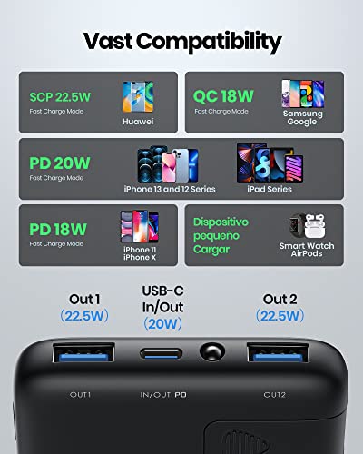 INIU Portable Charger, 22.5W Power Bank Fast Charging 10500mAh, Mobile Phone Charger PD3.0 QC4.0, Powerbank(USB C Input&Output) Battery Pack for iPhone 14 13 12 11 iPad Samsung S22 S21 Xiaomi Huawei
