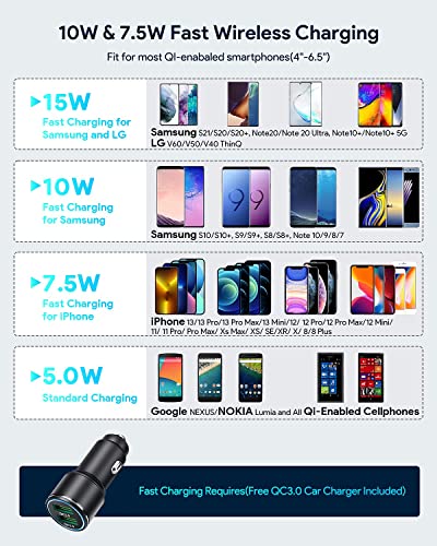 Hinyx Wireless Car Charger, 2 in 1 Qi 10W Fast Wireless Auto-Clamping Charge, Air Vent Mount Phone Holder for Samsung Galaxy S9/S9+/S8/S8+/S7+/Note 8/Note 5/ Apple iPhone 11 Pro/X/XS/Max/XR