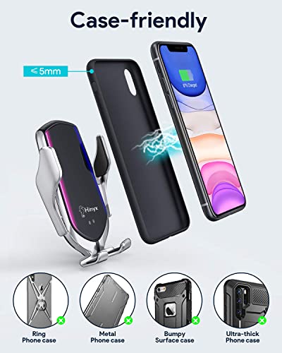 Hinyx Wireless Car Charger, 2 in 1 Qi 10W Fast Wireless Auto-Clamping Charge, Air Vent Mount Phone Holder for Samsung Galaxy S9/S9+/S8/S8+/S7+/Note 8/Note 5/ Apple iPhone 11 Pro/X/XS/Max/XR
