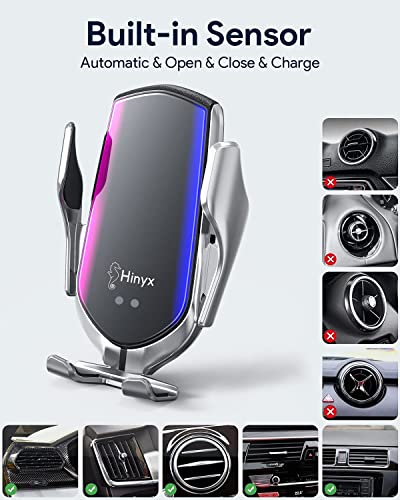 Hinyx Wireless Car Charger, 2 in 1 Qi 10W Fast Wireless Auto-Clamping Charge, Air Vent Mount Phone Holder for Samsung Galaxy S9/S9+/S8/S8+/S7+/Note 8/Note 5/ Apple iPhone 11 Pro/X/XS/Max/XR