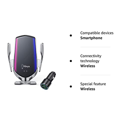 Hinyx Wireless Car Charger, 2 in 1 Qi 10W Fast Wireless Auto-Clamping Charge, Air Vent Mount Phone Holder for Samsung Galaxy S9/S9+/S8/S8+/S7+/Note 8/Note 5/ Apple iPhone 11 Pro/X/XS/Max/XR