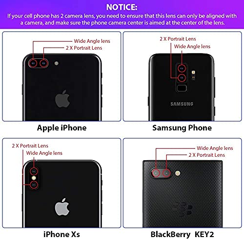 Mobile Phone Camera Lens Kit Phone Lens With Fish Eye Lens +Macro Lens + Wide Angle Lens Compatible With iPhone,Samsung,Huawei,iPad,Sony,HTC,LG,etc (Black)