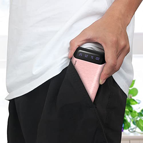 Power Bank 10000mAh Mobile Phone Portable Charger External Battery Pack with 2 USB 2.4 A Outputs and USB C Input Compatible with Huawei iPhone 12 11 X iPad Samsung Galaxy S20 Android Tablet (Pink)