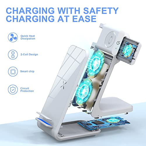 Wireless Charger Fast Certified 3 in 1 Charging Station Pop-Up Watch Charging Stand for Apple Watch AirPods iPhone 11 12 13 14 Pro Max SE X Mini Android HUAWEI Samsung LG GOOGLE nexus Phone