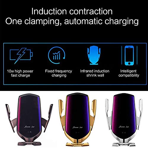 Wireless Car Charger, Smart Sensor 10W Fast Charging Auto-Clamp Phone Holder Mount for Apple iPhone 13/12/11/8/8 Plus/X/XS/XR, Samsung S21/S9/S8/Note 8, Huawei P40 P30 Mate40/30 Xiaomi Mix 4/3/2S
