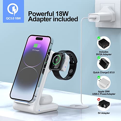 Wireless Charger Fast Certified 3 in 1 Charging Station Pop-Up Watch Charging Stand for Apple Watch AirPods iPhone 11 12 13 14 Pro Max SE X Mini Android HUAWEI Samsung LG GOOGLE nexus Phone
