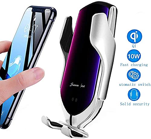 Wireless Car Charger, Smart Sensor 10W Fast Charging Auto-Clamp Phone Holder Mount for Apple iPhone 13/12/11/8/8 Plus/X/XS/XR, Samsung S21/S9/S8/Note 8, Huawei P40 P30 Mate40/30 Xiaomi Mix 4/3/2S