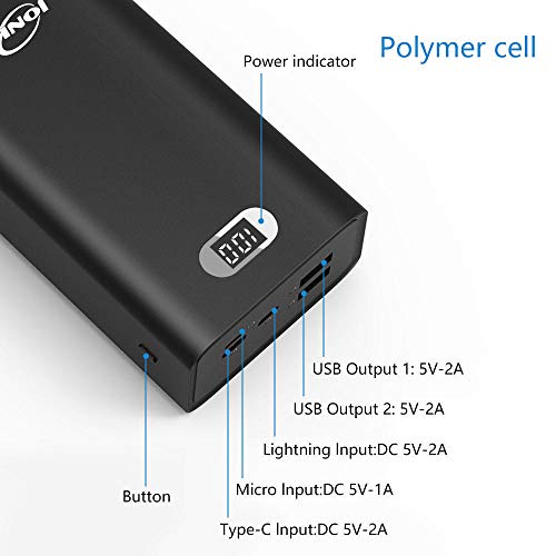 Portable Charger 30000mAh High Capacity Power Banks External Backup Battery Pack 2 USB Ports Quick Charge LCD Display 3 Input Powerpack for iPhone Samsung iPad Huawei Mobile Phones Nintendo Switch