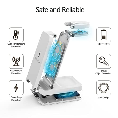 Wireless Charging Station Apple Watch iPhone Charging Stand 3 in 1 Qi Wireless Charger for Samsung,iPhone 14/13/12/11 pro max. iWatch Series 8-2, AirPods pro and more Cell Phone (iLepo,White)