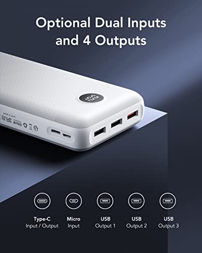 VEGER 30000mAh Power Bank with Led Display, 20W Fast Charging PD18W QC 3.0 USB C Battery Pack Portable Charger with 4 Outputs & 2 Inputs Compatible with iPhone/iPad/Samsung Phones Tablet and More