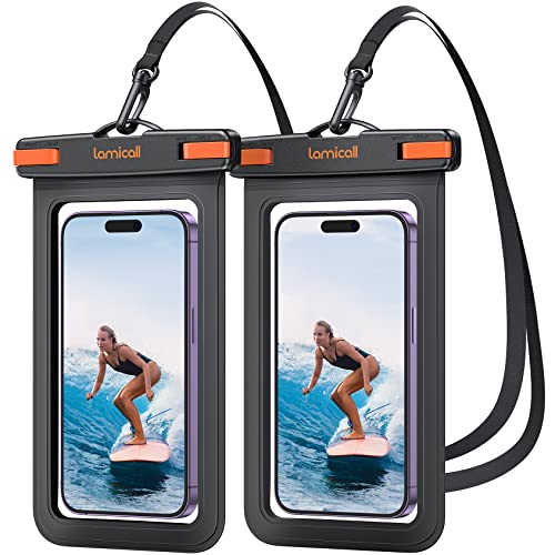 Lamicall Large Waterproof Phone Pouch - [Up to 8"] IPX8 Waterproof Phone Case for Swimming Dry Bag with Clip Strap for iPhone 14 13 12 11 Pro Max Plus Mini, Xs XR, Samsung S23 S22 Ultra - 2 Pack