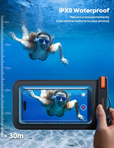 Lamicall Large Waterproof Phone Pouch - [Up to 8"] IPX8 Waterproof Phone Case for Swimming Dry Bag with Clip Strap for iPhone 14 13 12 11 Pro Max Plus Mini, Xs XR, Samsung S23 S22 Ultra - 2 Pack
