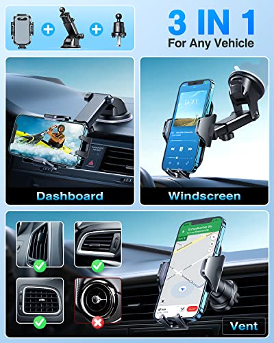 2023 VANMASS TOP Car Phone Holder Mount [Sturdiest Off-Road Class] Universal Suction Mobile Stand Automobile Cradle Accessories for Windscreen Dashboard Vent Van Dash iPhone 14 Pro Max 13 12 X Samsung