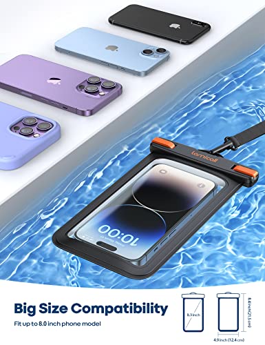Lamicall Large Waterproof Phone Pouch - [Up to 8"] IPX8 Waterproof Phone Case for Swimming Dry Bag with Clip Strap for iPhone 14 13 12 11 Pro Max Plus Mini, Xs XR, Samsung S23 S22 Ultra - 2 Pack