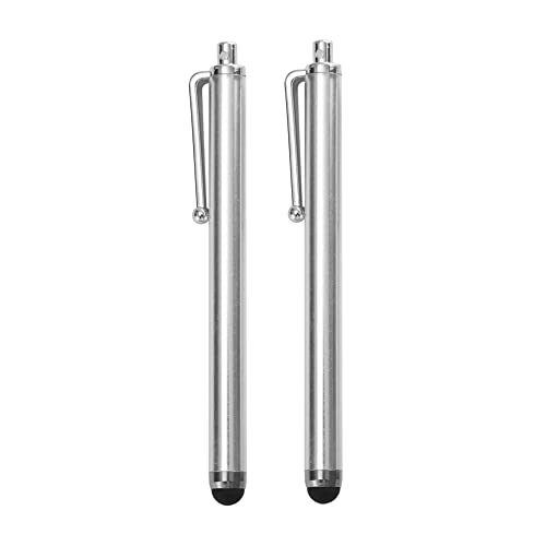 TRIXES 2PC Silver Smart Phone Pen Stylus – Silicone Tip Pens for Touch Screen Devices - Compatible with Tablets, Mobile Phones, Laptops, iPad, iPhone, Samsung Galaxy Note/Tablet, Android, Kindle Fire