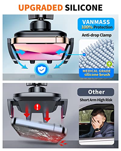 VANMASS【2023 Top Military】Car Phone Holder Mount,【Ultra Stable Suction】Mobile Phone Cradle Bracket, Universal Rotatable Dashboard Windscreen Vent Van for iPhone 14 13 12 Pro Max Samsung Galaxy, Black
