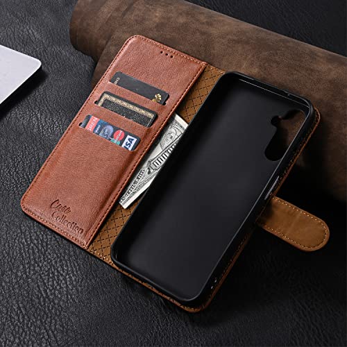 Case Collection for Samsung Galaxy A54 5G Phone Case - Premium Leather Folio Flip Cover | RFID-Technology | Kickstand | Money and Card Holder Wallet | Compatible with Samsung A54 Case Brown