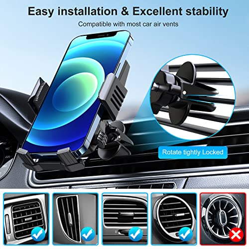 [2023 Newest] Car Phone Holder Dashboard with 3M Velcro, Universal Air Vent 360° Rotation Car Phone Mount, for iPhone, Samsung, Huawei, Xiaomi, Blackberry, OPPO and all other 4.7''-7'' Mobile Phone