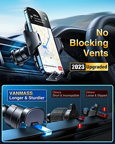 2023 VANMASS TOP Car Phone Holder Mount [Sturdiest Off-Road Class] Universal Suction Mobile Stand Automobile Cradle Accessories for Windscreen Dashboard Vent Van Dash iPhone 14 Pro Max 13 12 X Samsung