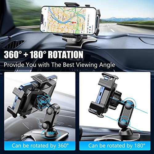 [2023 Newest] Car Phone Holder Dashboard with 3M Velcro, Universal Air Vent 360° Rotation Car Phone Mount, for iPhone, Samsung, Huawei, Xiaomi, Blackberry, OPPO and all other 4.7''-7'' Mobile Phone