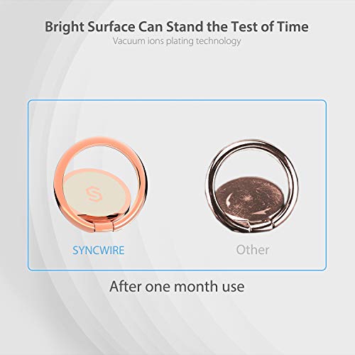 Syncwire Cell Phone Ring Holder Stand, 360 Degree Rotation Finger Ring Kickstand with Polished Metal Phone Grip for Magnetic Car Mount Compatible with iPhone, Samsung, LG, Pixel - Rose Gold