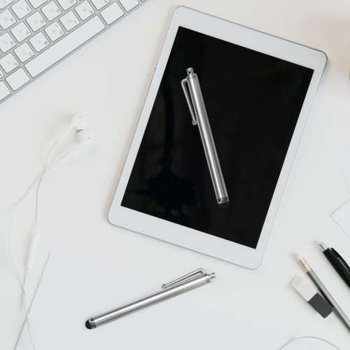 TRIXES 2PC Silver Smart Phone Pen Stylus – Silicone Tip Pens for Touch Screen Devices - Compatible with Tablets, Mobile Phones, Laptops, iPad, iPhone, Samsung Galaxy Note/Tablet, Android, Kindle Fire