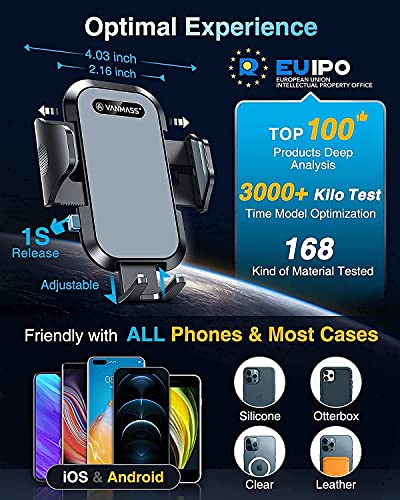 2023 VANMASS TOP Car Phone Holder Mount [Sturdiest Off-Road Class] Universal Suction Mobile Stand Automobile Cradle Accessories for Windscreen Dashboard Vent Van Dash iPhone 14 Pro Max 13 12 X Samsung