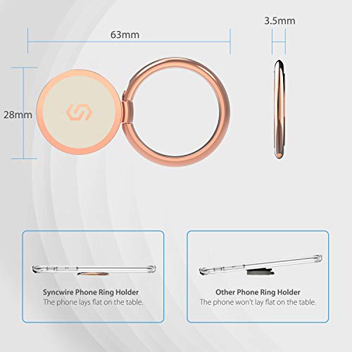Syncwire Cell Phone Ring Holder Stand, 360 Degree Rotation Finger Ring Kickstand with Polished Metal Phone Grip for Magnetic Car Mount Compatible with iPhone, Samsung, LG, Pixel - Rose Gold