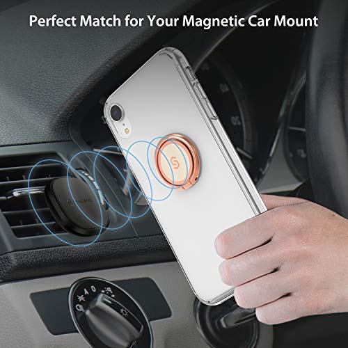 Syncwire Cell Phone Ring Holder Stand, 360 Degree Rotation Finger Ring Kickstand with Polished Metal Phone Grip for Magnetic Car Mount Compatible with iPhone, Samsung, LG, Pixel - Rose Gold